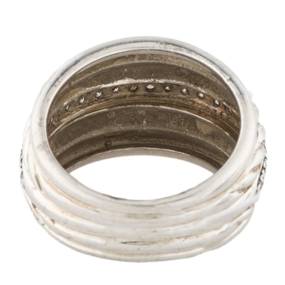 Vintage David Yurman Pave Diamond and Silver Rope Ring - Picture 2 of 2